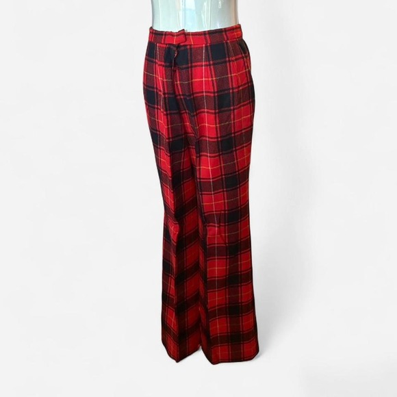 1970s vintage red and black plaid wool Pendleton trousers #plaid size‎ 12' - Picture 2 of 3